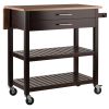 Langdon Kitchen Cart, Drop Leaf, Cappuccino and Natural - 40826