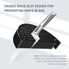 Cookit Universal Knife Block without Knives, Unique Double-Layer Wavy Design, Space Saver Knife Storage w/ Scissors Slot/ Double barrel knife holder