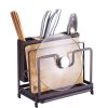 Kitchen Multifunctional Storage Rack with Drip Tray Cutting Board frame Tableware Cutlery Rack Flatware Caddy Pot Cover Lid Frame