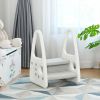 Kids Step Stool Learning Helper with Armrest for Kitchen Toilet Potty Training
 - gray