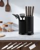Cookit Universal Knife Block without Knives, Unique Double-Layer Wavy Design, Space Saver Knife Storage w/ Scissors Slot/ Double barrel knife holder