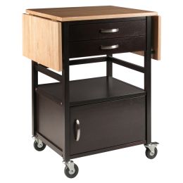 Bellini Drop Leaf Kitchen Cart, Coffee and Natural - 23343