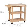 DunaWest 34 Inch Rubberwood Kitchen Cart, 2 Open Shelves, Knife Holder, Cutting Board, Oak Brown - Default