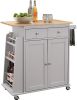 ACME Tullarick Kitchen Cart, Natural & Gray YF - 98310