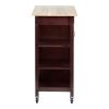 DunaWest Wooden Rectangular Kitchen Cart with 1 Door and Open Compartments, Espresso Brown - Default