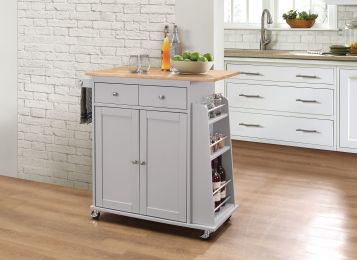 ACME Tullarick Kitchen Cart, Natural & Gray YF - 98310