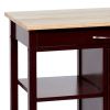 DunaWest Wooden Rectangular Kitchen Cart with 1 Door and Open Compartments, Espresso Brown - Default