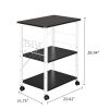 Baker's Rack 3-Tier Kitchen Utility Microwave Oven Stand Storage Cart Workstation Shelf(Vintage Board Top Black Metal Frame) RT - Dark Brown / White