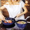 3-Piece Kitchen Cookware Set Nonstick Ceramic Bule,1.2 Q Pot Saucepan w/Lid+8 in Small Frying Pan, 9.5 Hard Anodized Frying Skillet Pan, Stock Pot