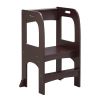 Kitchen Helper Step Stool for Kids and Toddlers, Children Standing Tower for Kitchen Counter, Wooden Toddler Two-Step Learning Stool - Espresso