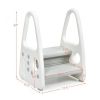 Kids Step Stool Learning Helper with Armrest for Kitchen Toilet Potty Training
 - gray