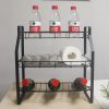 Black Three Tier Kitchen Seasoning Storage Rack Counter Organizer Spice Rack Shelf for Seasoning Jars,Spice Jars Sauce Bottles