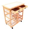 Kitchen & Dining Room Cart 2-Drawer Removable Storage Rack with Rolling Wheels Wood Color - Wood Color
