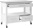 ACME Ottawa Kitchen Cart, Stainless Steel & White YF - 98330