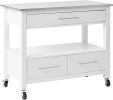 ACME Ottawa Kitchen Cart, Stainless Steel & White YF - 98330