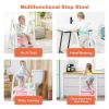 Kids Step Stool Learning Helper with Armrest for Kitchen Toilet Potty Training
 - Pink