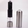 Pepper Mill, 2Pcs Stainless Steel Salt and Pepper Grinder Electric Automatic Seasoning Spice Salt Mill Kitchen Tool Silver - Silver