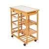 Kitchen & Dining Room Cart 2-Drawer Removable Storage Rack with Rolling Wheels Wood Color - Wood Color