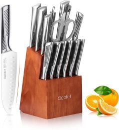 15 Piece Knife Sets with Block Chef Knife Stainless Steel Hollow Handle Cutlery with Manual Sharpener Amazon Platform Banned - default