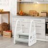 Kids Step Stool Learning Helper with Armrest for Kitchen Toilet Potty Training
 - gray