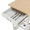 Free shipping Moveable Kitchen Cart with Two Drawers & Two Wine Racks & Three Baskets White  YJ - picture