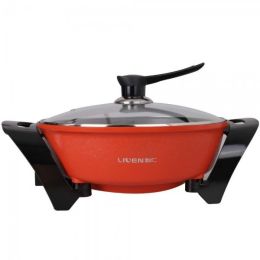 Liven Electric Shabu Shabu Hot Pot with Divider and Non-Stick Coating Electric Hot Pot 5L - Red