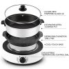 Split Electric Hot Pot Non-Stick 4L Capacity Fry/Soup/Stew/Grilling - White