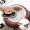 Emery Sponge Brush Eraser Scrub Handle Grip Sink Pot Bowl Kitchen Cleaning Tool - Brown
