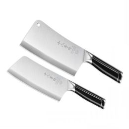 Shibazizuo, Dianrui triple steel double knife suit(Bone Chopper+kitchen knife), not easy to rust, durable - Black