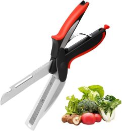 Clever Cutter 6 in 1 Kitchen Scissors Knife Food Cutter Chopper w/ Cutting Board - Stainless