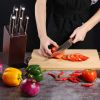 Homgeek 7 PiecesBlock Kitchen Cutting Tool Set with German 1.4116 Stainless Steel Blade Ergonomic Pakka Wood Handle and Rubberwood Block