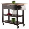Langdon Kitchen Cart, Drop Leaf, Cappuccino and Natural - 40826
