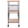 Madera Utility Kitchen Cart, Bamboo and Chrome - 83336