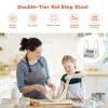 Kids Step Stool Learning Helper with Armrest for Kitchen Toilet Potty Training
 - gray