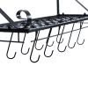 Pots and Pan Rack, Decorative Wall Mounted Storage Hanging Rack, Multipurpose Wrought-Iron shelf Organizer for Kitchen Cookware, Utensils, Pans