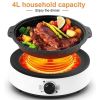 Split Electric Hot Pot Non-Stick 4L Capacity Fry/Soup/Stew/Grilling - White