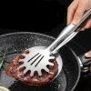 Kitchen Tong with Skimmer and Pasta Server Function Stainless Steel Deep Fried Tong, Noodle Tong Colander Oil Strainers Heat Resistant Food Grips
