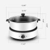 Split Electric Hot Pot Non-Stick 4L Capacity Fry/Soup/Stew/Grilling - White