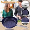 3-Piece Kitchen Cookware Set Nonstick Ceramic Bule,1.2 Q Pot Saucepan w/Lid+8 in Small Frying Pan, 9.5 Hard Anodized Frying Skillet Pan, Stock Pot