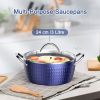 Induction Saucepan with Lid 24cm/2.2L Stock Pots Non Stick Saucepan, Aluminum Ceramic Coating Cooking Pot/PFOA Free, Suitable for All Hobs Types RT