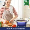 Square Induction Saucepan with Lid, 24cm/4L Stock Pots Non Stick/Aluminum Ceramic Coating Cooking Pot/PFOA Free/Suitable for All Hobs Types RT