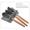 Silicone Multiple Utensil Rest Kitchen Spoon Holder with Drip Pad for Spoons Ladles Tongs Gray RT - Gray