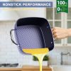 Square Induction Saucepan with Lid, 24cm/4L Stock Pots Non Stick/Aluminum Ceramic Coating Cooking Pot/PFOA Free/Suitable for All Hobs Types RT