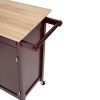 DunaWest Wooden Rectangular Kitchen Cart with 1 Door and Open Compartments, Espresso Brown - Default