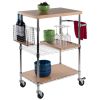 Madera Utility Kitchen Cart, Bamboo and Chrome - 83336