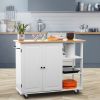 Kitchen Island Cart Wood with Large Trolley Cart with Large Cabinet, Towel Rack, Kitchen and Dining Room Utensils Organizer on Wheels