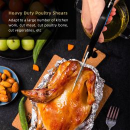 Cookit Kitchen Shears Heavy Duty Stainless Steel Chef Shears Utility Come Apart Food Shears for Chicken Poultry Fish Meat Vegetables - Black