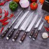 Kitchen Cutting Tool Block Set homgeek 8 Pieces  with Sharpener German 1.4116 Stainless Steel Blade Pakka Wood Handle and Kitchen Scissors