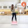 Kids Step Stool Learning Helper with Armrest for Kitchen Toilet Potty Training
 - Pink