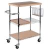 Madera Utility Kitchen Cart, Bamboo and Chrome - 83336